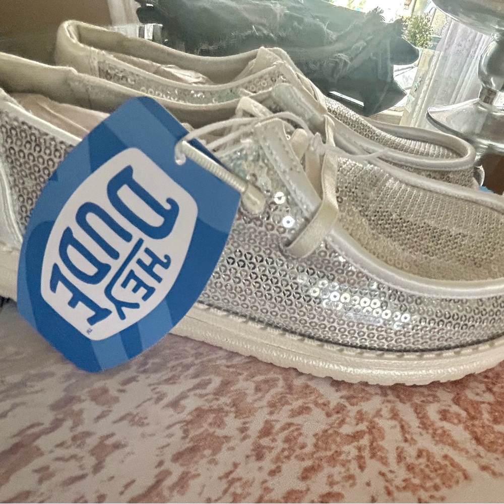 Hey Dude Silver Sequin Flats